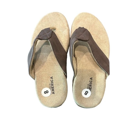 PERRY Ellis America Brown Flip Flops Sandals Men’s Size 8 Women’s 10 - Picture 2 of 5